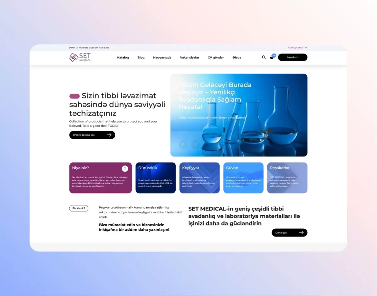 Set Medical üçün E-ticarət Platforması